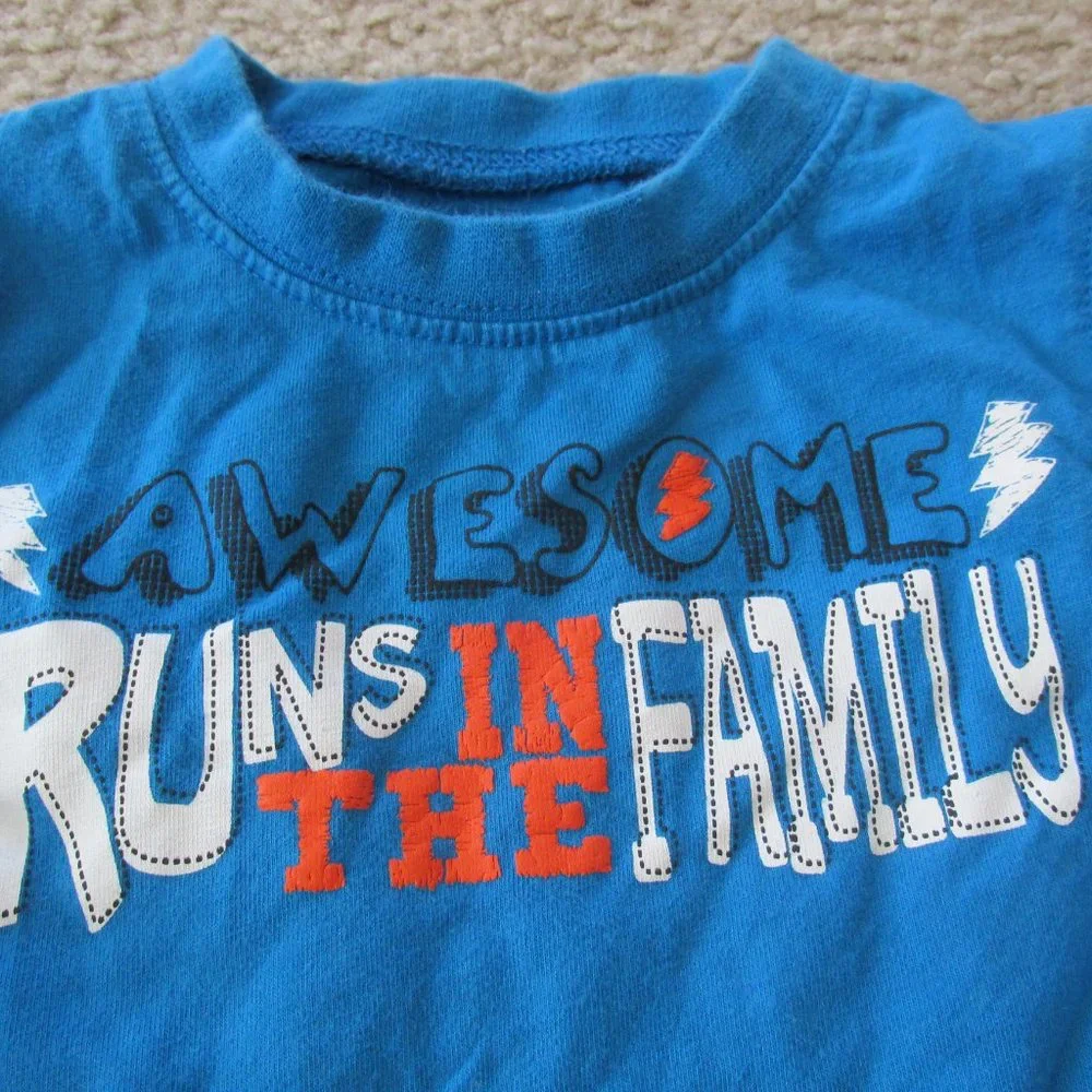 Okie‎ Dokie Pullover T Shirt Boys Toddler 12M Blue Long Sleeve Awesome Tee Top